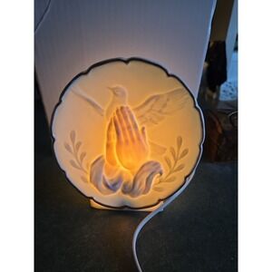 Vintage Praying Hands & Dove Light Gold Trim  Christian Decor.